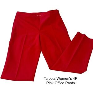 Talbots Womens 4P Pink Side Zip Straight Leg‎ Dress Pants Petite PH95